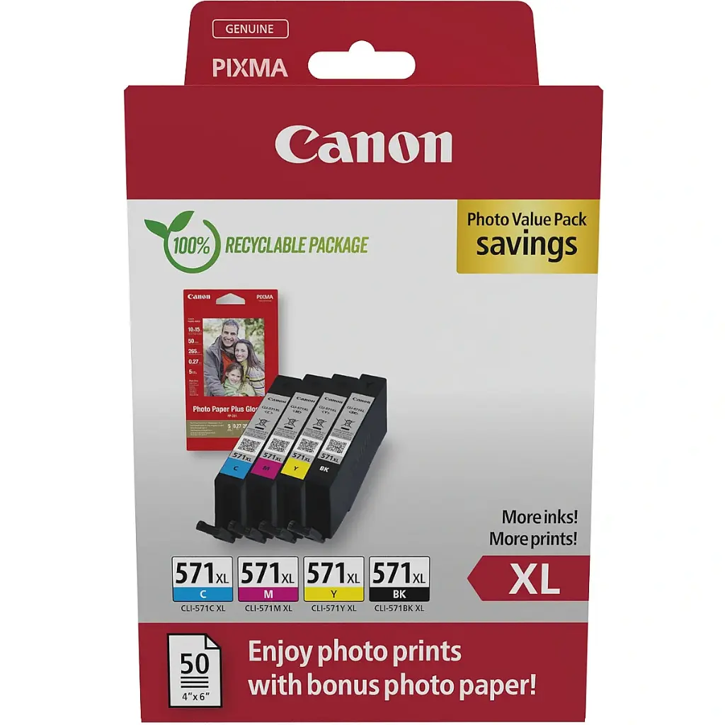 Canon CLI-571XL Photo Paper Value Pack