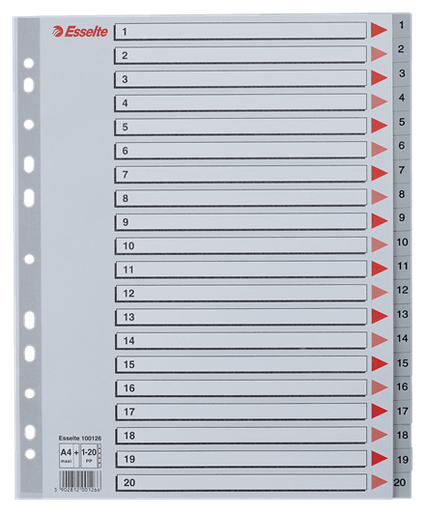 [100107] Register A4 1-20 Plast Esselte